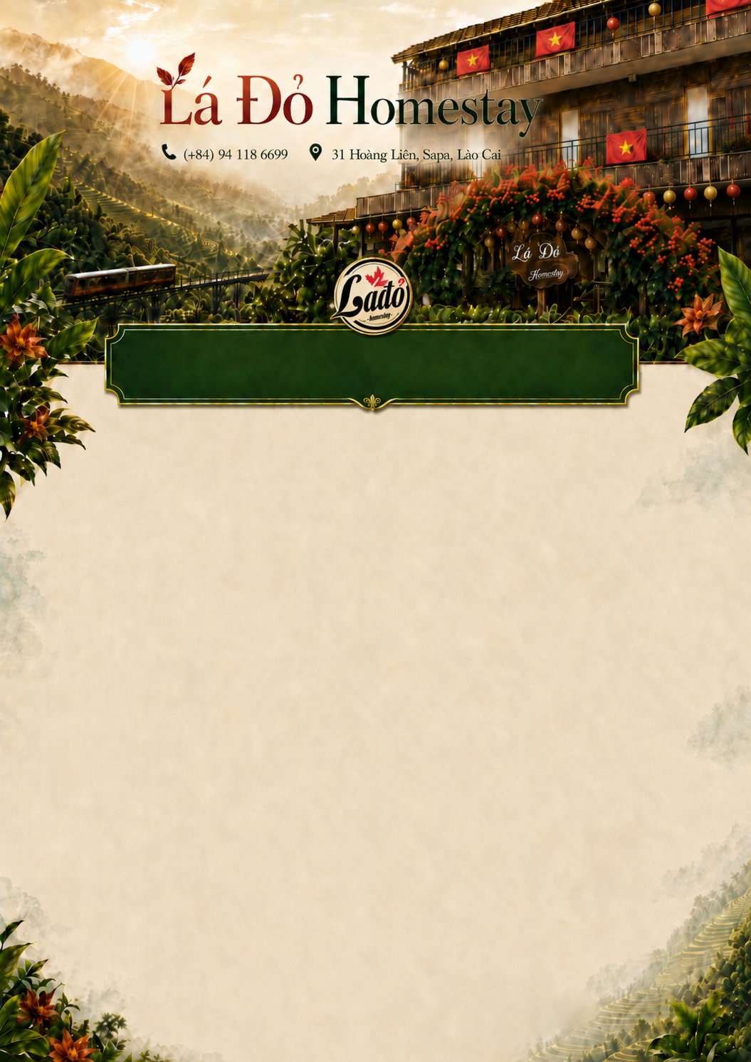 Lá Đỏ Homestay booking confirmation background